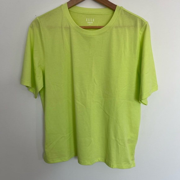 ELLE oversized Lime Green T-Shirt size small - Picture 2 of 6
